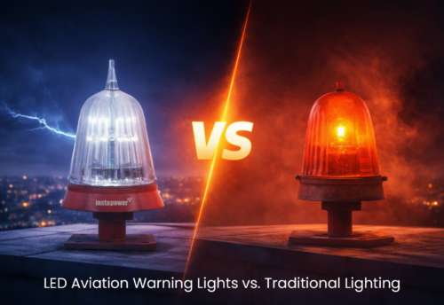 LED aviation warning light compared with traditional obstruction lighting for towers and high-rise structures